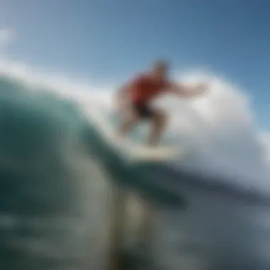 Surfer riding a wave on a high-performance surfboard