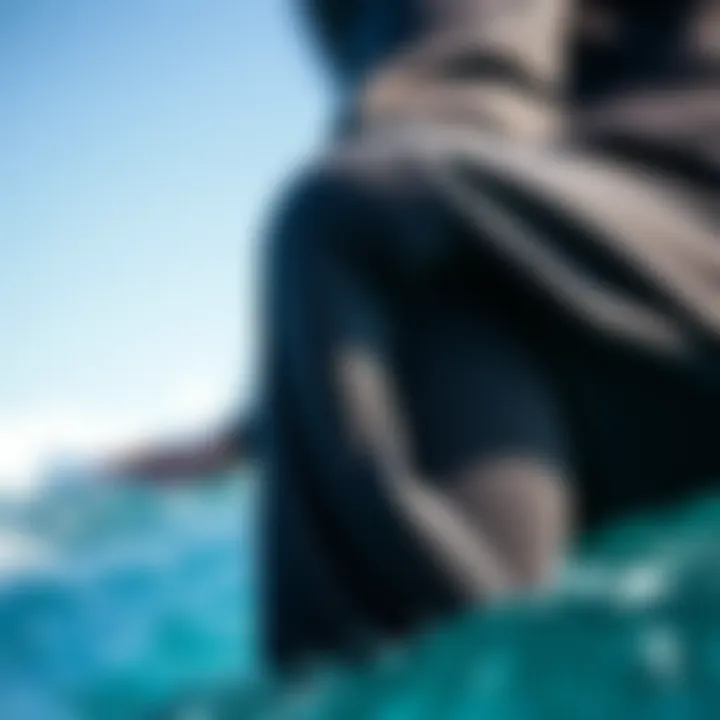 Close-up of wetsuit material showcasing its flexibility