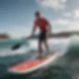 High-performance surf stand up paddle board on the waves