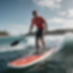 High-performance surf stand up paddle board on the waves