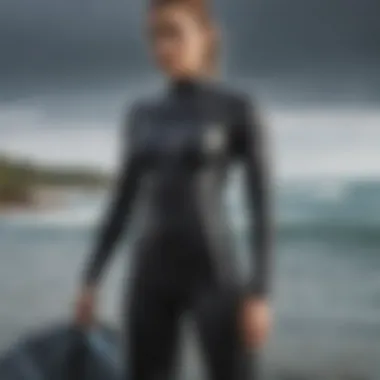 Close-up view of wetsuit material highlighting durability