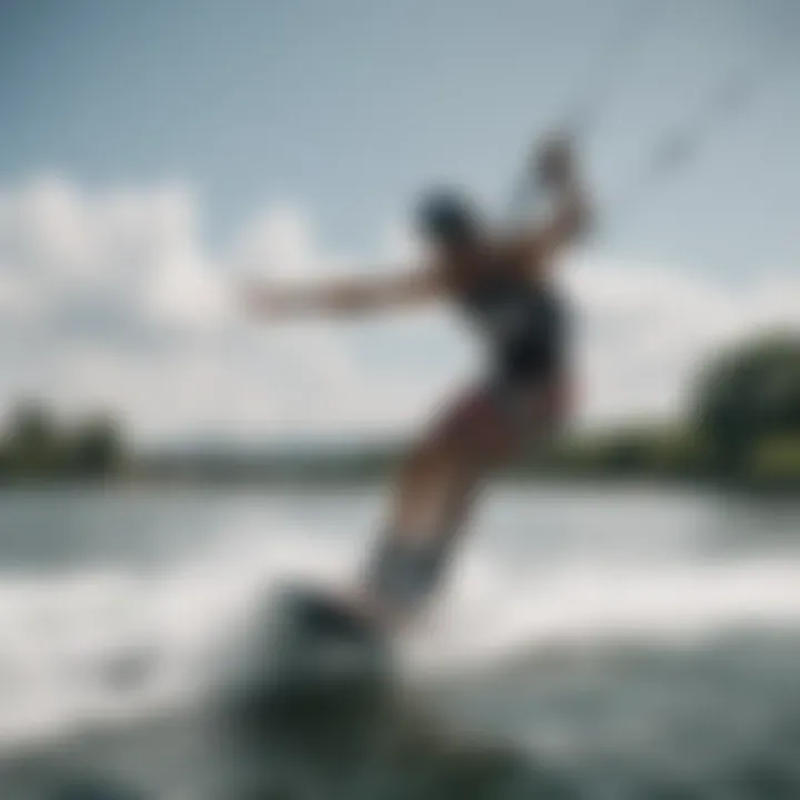 A wakeboard enthusiast performing tricks on the water