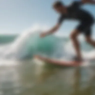 Surfer wearing Called to Surf shoes during a wave ride