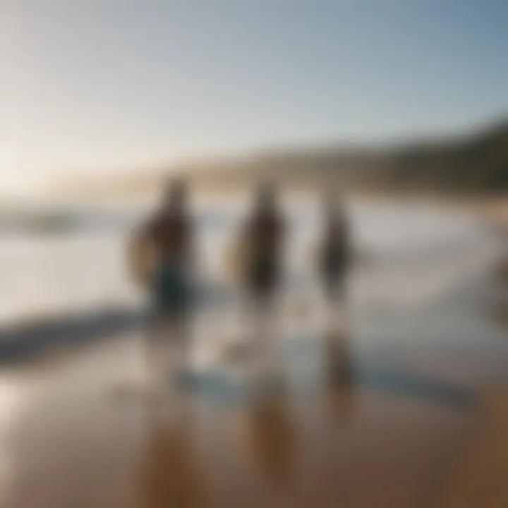 Group of surfers discussing on the beach