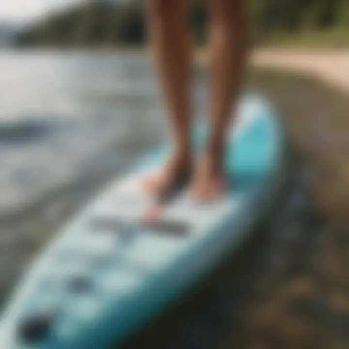 Close-up of paddle board features highlighting stability and design