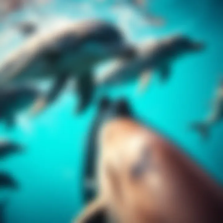 Joyful Interactions in the Marine World Dolphins playing with each other in a vibrant marine environment