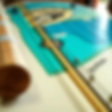 Close-up view of epoxy paddleboard materials and construction
