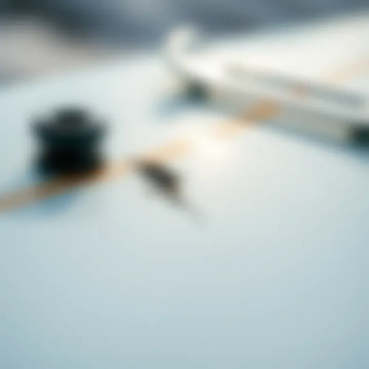 Close-up of a surfboard with a ding, illustrating the damage needing repair.