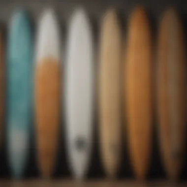 Diverse Surfboard Designs A collection of different surfboards showcasing their unique designs and shapes