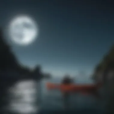 Kayakers enjoying a calm sea under a bright Moon