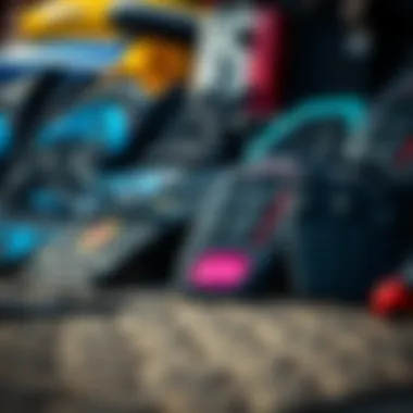 Collection of different Dakine traction pad models displayed