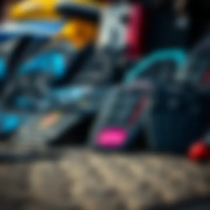 Collection of different Dakine traction pad models displayed