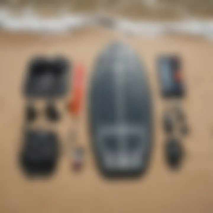 Essential maintenance tools for boogie boards laid out neatly