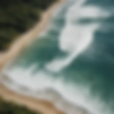 Aerial view of a popular surf beach