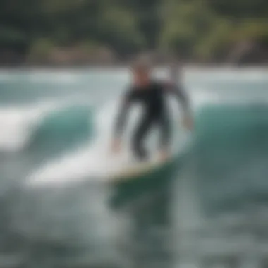 Surf instructor teaching a beginner