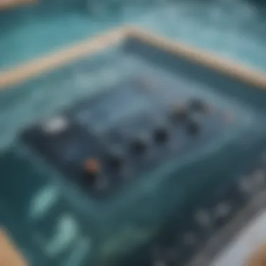 Close-up view of the control panel of an Endless Pool wave machine