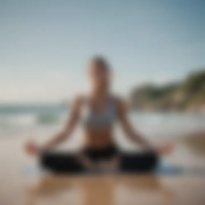 Yoga session on the beach emphasizing breath control for athletes