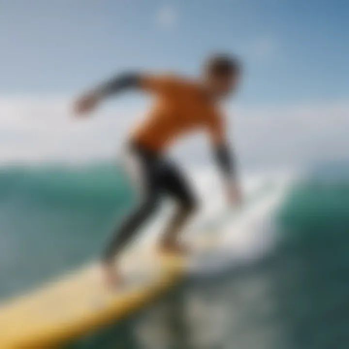 Surfer demonstrating balance on a board