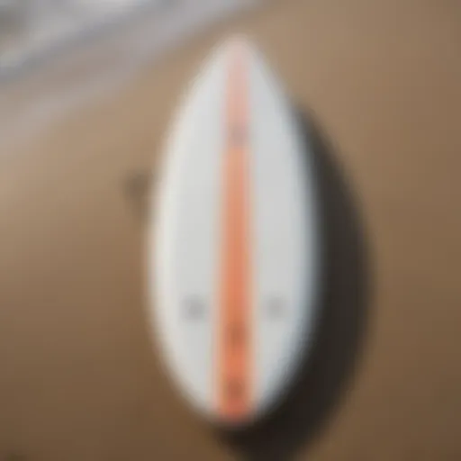 Detailed view of a six-foot surfboard showcasing its sleek design.