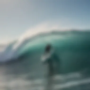 A surfer riding a wave, demonstrating the performance of a budget-friendly surfboard in action.