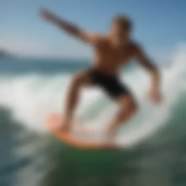 Skimboarder riding a wave with enhanced traction