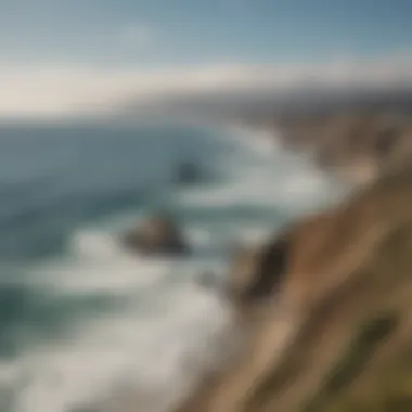 California's Iconic Coastline for Boardsports A scenic view of a California coastline popular for boardsports