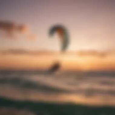 Kitesurfers performing tricks against the backdrop of Cabarete's vibrant sunset