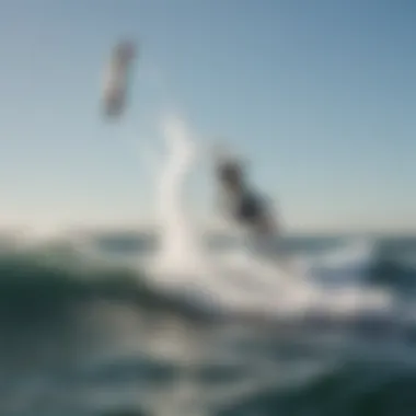 An expert Calikite surfer performing a dynamic maneuver on the water.