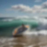 High-performance carbon fiber Zap skimboard on a wave