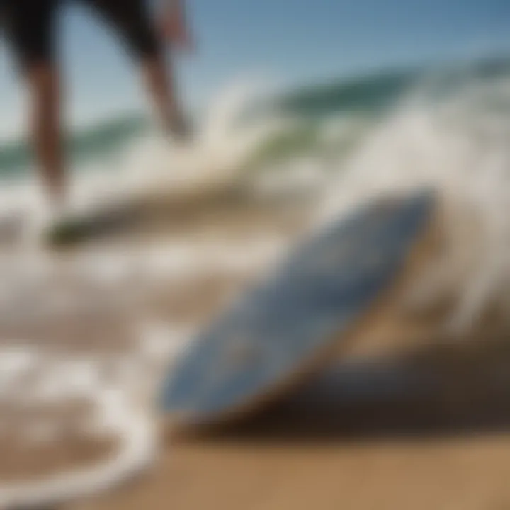 Close-up of innovative design features of a Zap skimboard