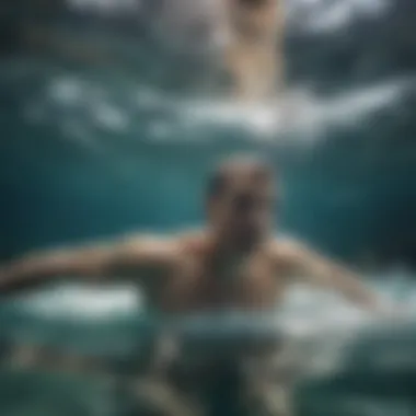 Performance of Churchill Swim Fins in Action A swimmer using Churchill fins in a dynamic aquatic environment
