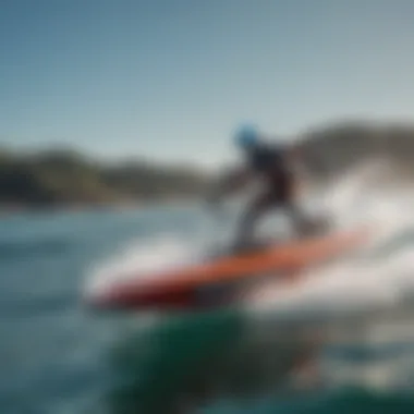 A rider skillfully navigating the waves while wing foiling