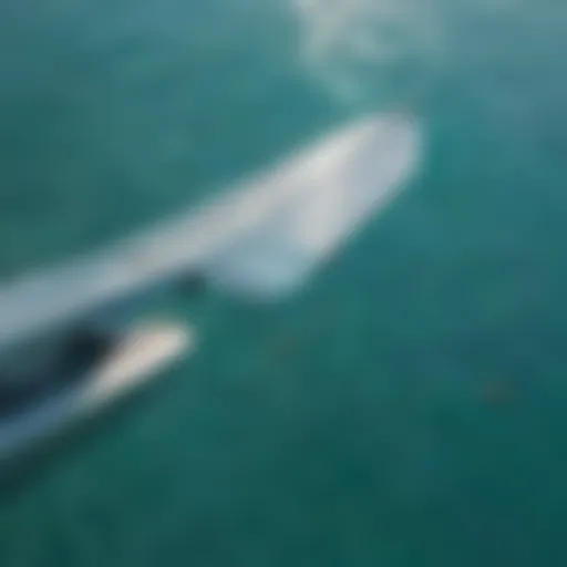 A stunning view of a Fone wing foil over turquoise waters