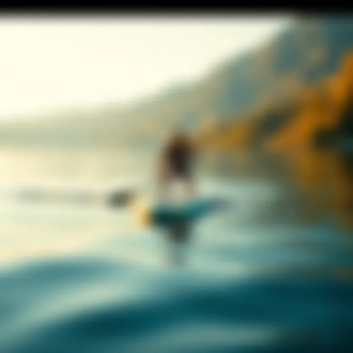 A sleek electric stand-up paddle board gliding over calm waters