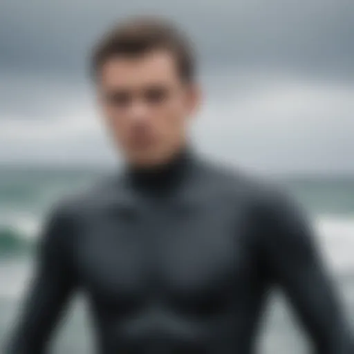 Close-up of wetsuit material showcasing flexibility and texture