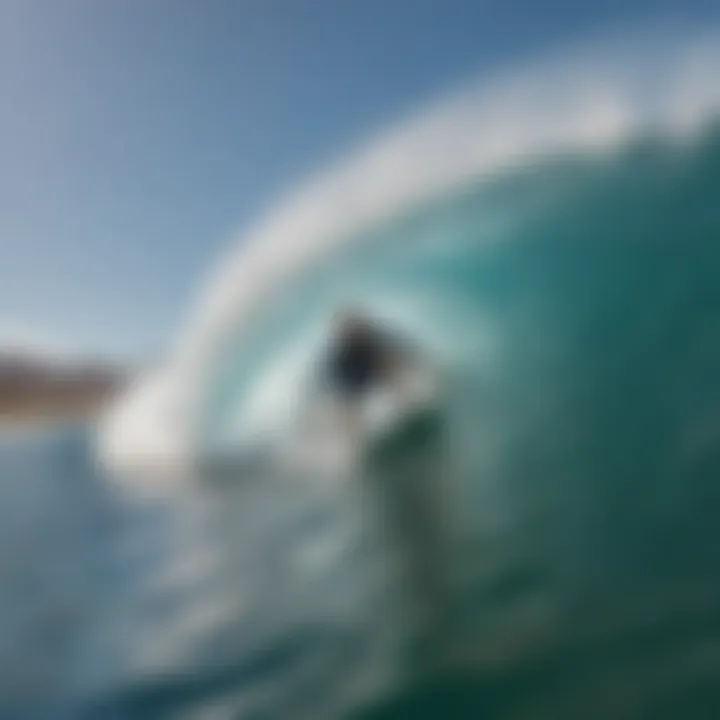 An action shot of a surfer utilizing FCS Al Merrick fins demonstrating maneuverability in the water.