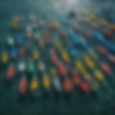 Variety of Swimming Flippers Diverse swimming flippers displayed in an organized manner