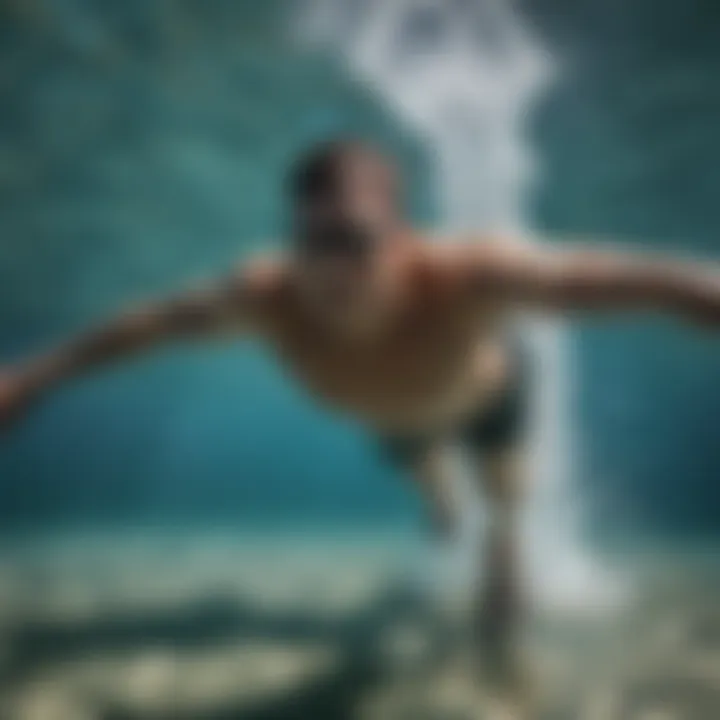 Close-up of a swimmer using flippers in the water