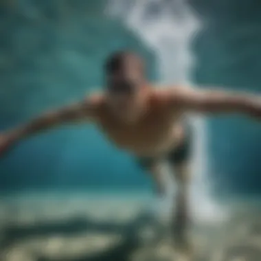 Enhanced Aquatic Performance with Flippers Close-up of a swimmer using flippers in the water