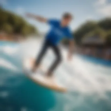 An expert instructor demonstrating safety techniques and wave riding skills.