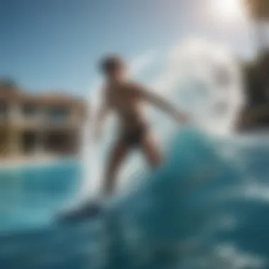Pool Wave Maker Creating Exciting Waves Illustration of a pool wave maker in action, creating waves for swimmers.