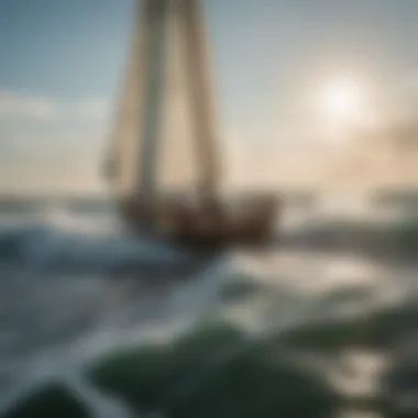 A picturesque scene of kite sailors navigating through waves on a sunny day.