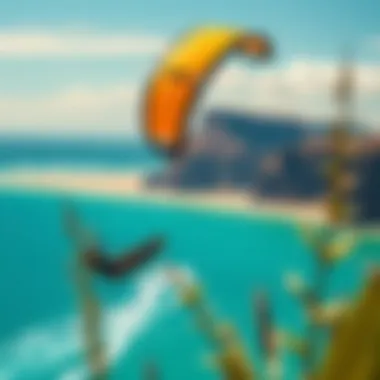 A breathtaking view of a kitesurfing spot in Peru with vibrant colors and dynamic action.