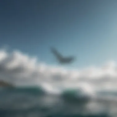 Gliding Above: The Art of Lift Surfing Aerial view of a lift surfer gliding above water