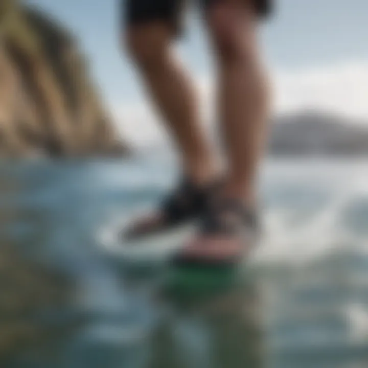 Athlete using Mick Fanning sandals during watersport activities