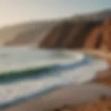 Surfing at Taghazout Beach, showcasing perfect waves and vibrant scenery