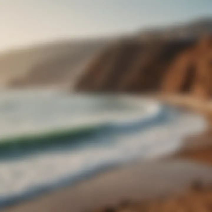 Surfing at Taghazout Beach, showcasing perfect waves and vibrant scenery
