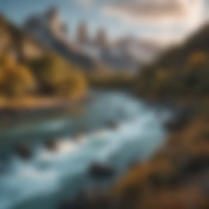 A vibrant river winding through the stunning Patagonian landscape