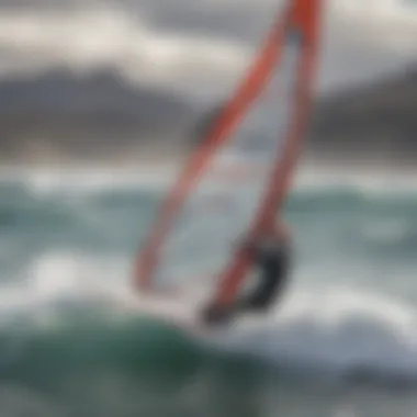 Wind surfers enjoying the strong winds of Patagonia's coastline