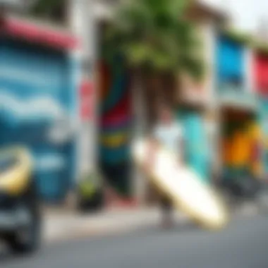 Local surf culture depicted through vibrant street art